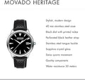 Movado Heritage Calendoplan Black Dial Black Leather Strap Watch for Men - 3650004
