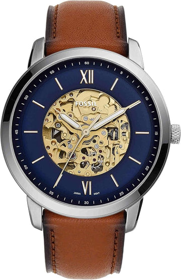  Shop Authentic Fossil Neutra Automatic Luggage Skeleton Blue Dial Brown Leather Strap Watch for Men - ME3160 - Luxxuri