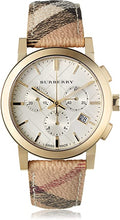  Shop Authentic Burberry The City White Dial Haymarket Beige Leather Strap Watch for Women - BU9752 - Luxxuri