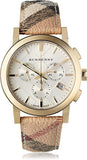 Burberry The City White Dial Haymarket Beige Leather Strap Watch for Women - BU9752