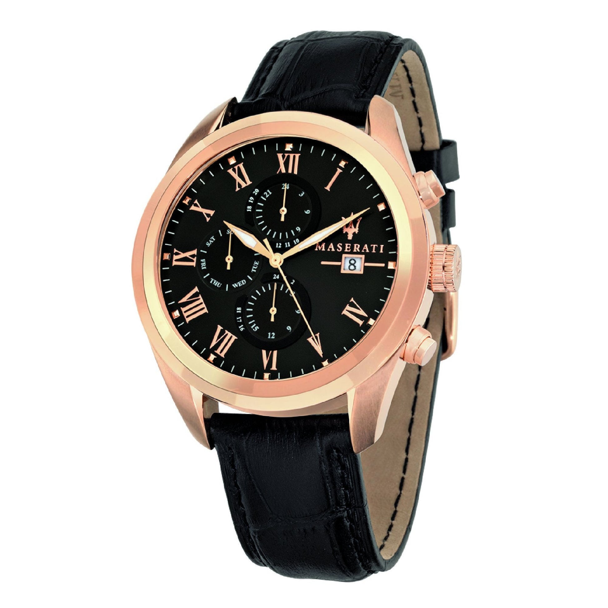  Shop Authentic Maserati Traguardo Chronograph Black Dial Black Leather Strap Watch For Men - R8871612002 - Luxxuri