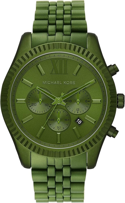  Shop Authentic Michael Kors Lexington Chronograph Green Dial Green Steel Strap Watch For Men - MK8790 - Luxxuri