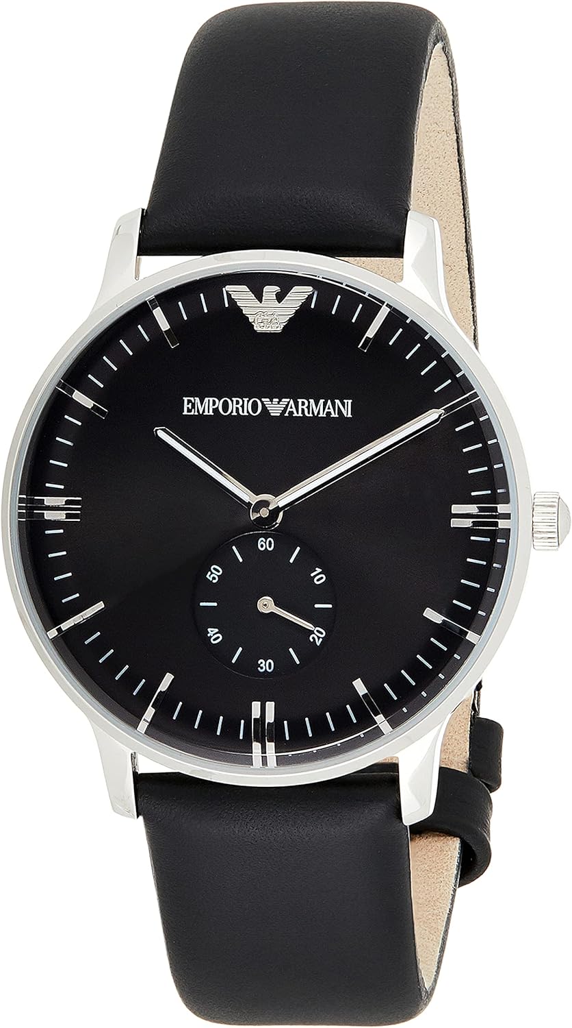  Shop Authentic Emporio Armani Gianni Quartz Black Dial Black Leather Strap Watch For Men - AR0382 - Luxxuri