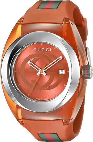  Shop Authentic Gucci Sync XXL Quartz Orange Dial Orange Rubber Strap Unisex Watch - YA137108 - Luxxuri