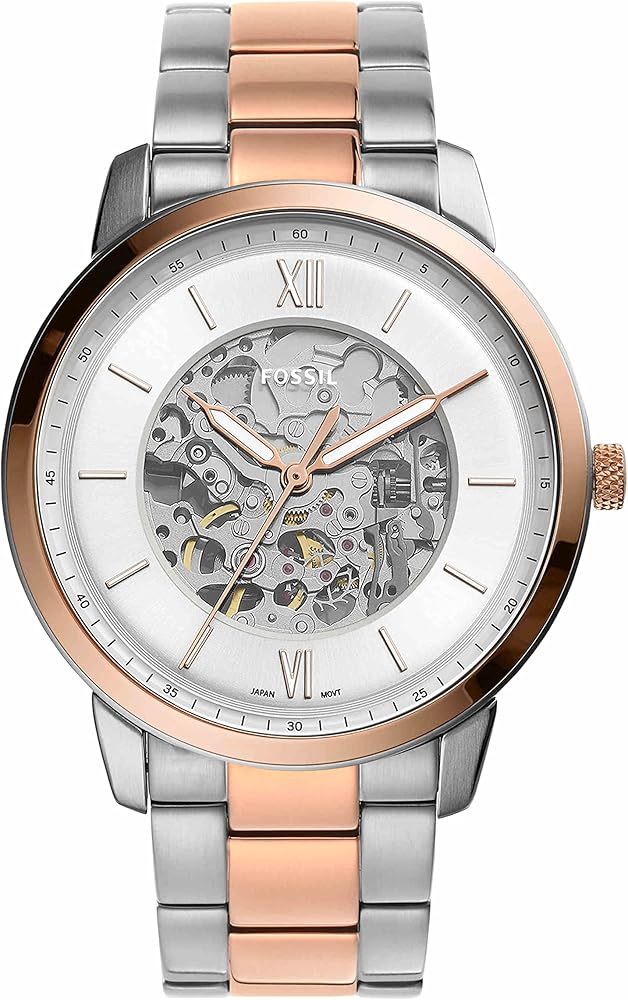  Shop Authentic Fossil Neutra Automatic Skeleton White Dial Two Tone Steel Strap Watch for Men - ME3196 - Luxxuri