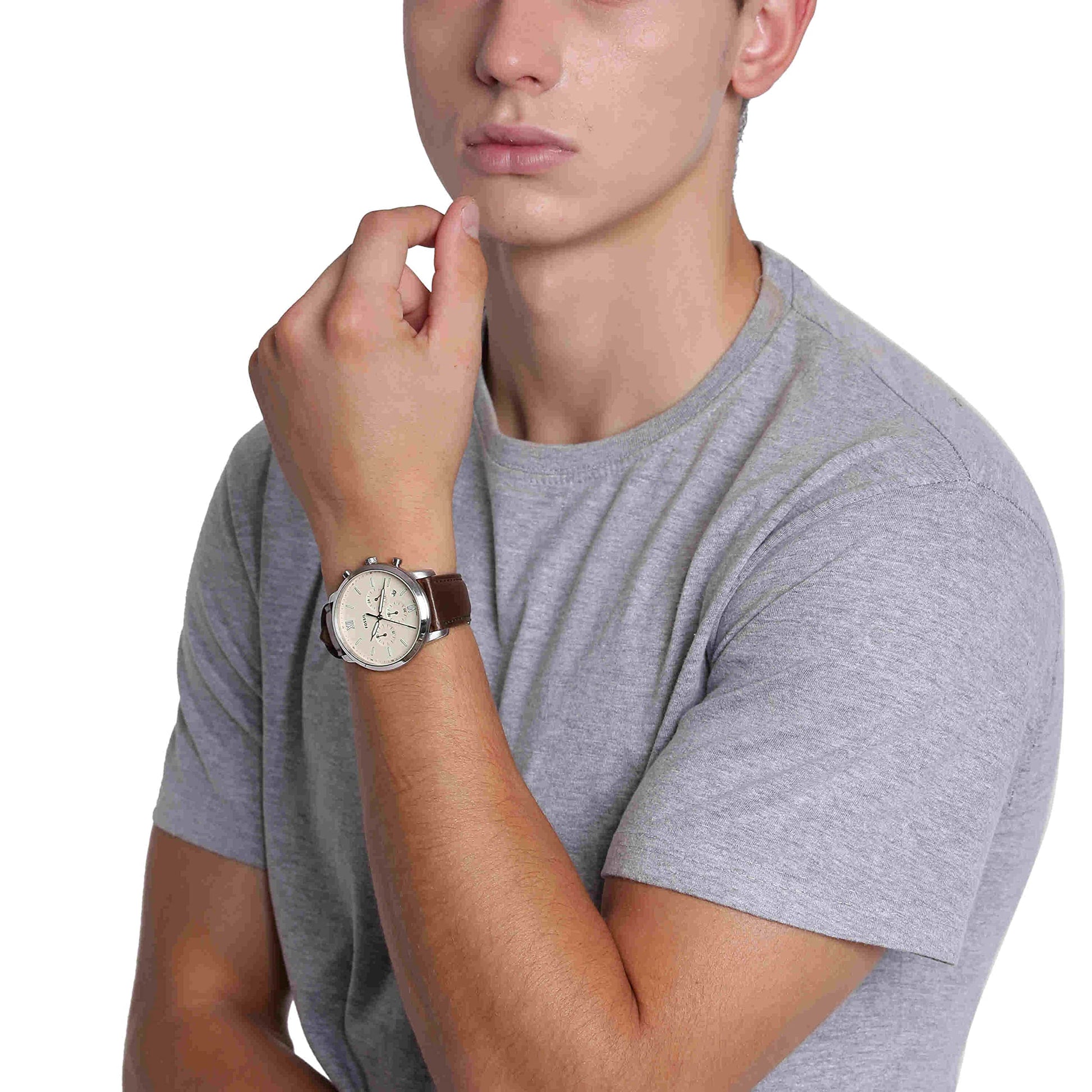  Shop Authentic Fossil Neutra Chronograph White Dial Brown Leather Strap Watch for Men - FS5380 - Luxxuri