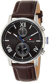  Shop Authentic Tommy Hilfiger Aiden Quartz Black Dial Brown Leather Strap Watch for Men - 1791309 - Luxxuri