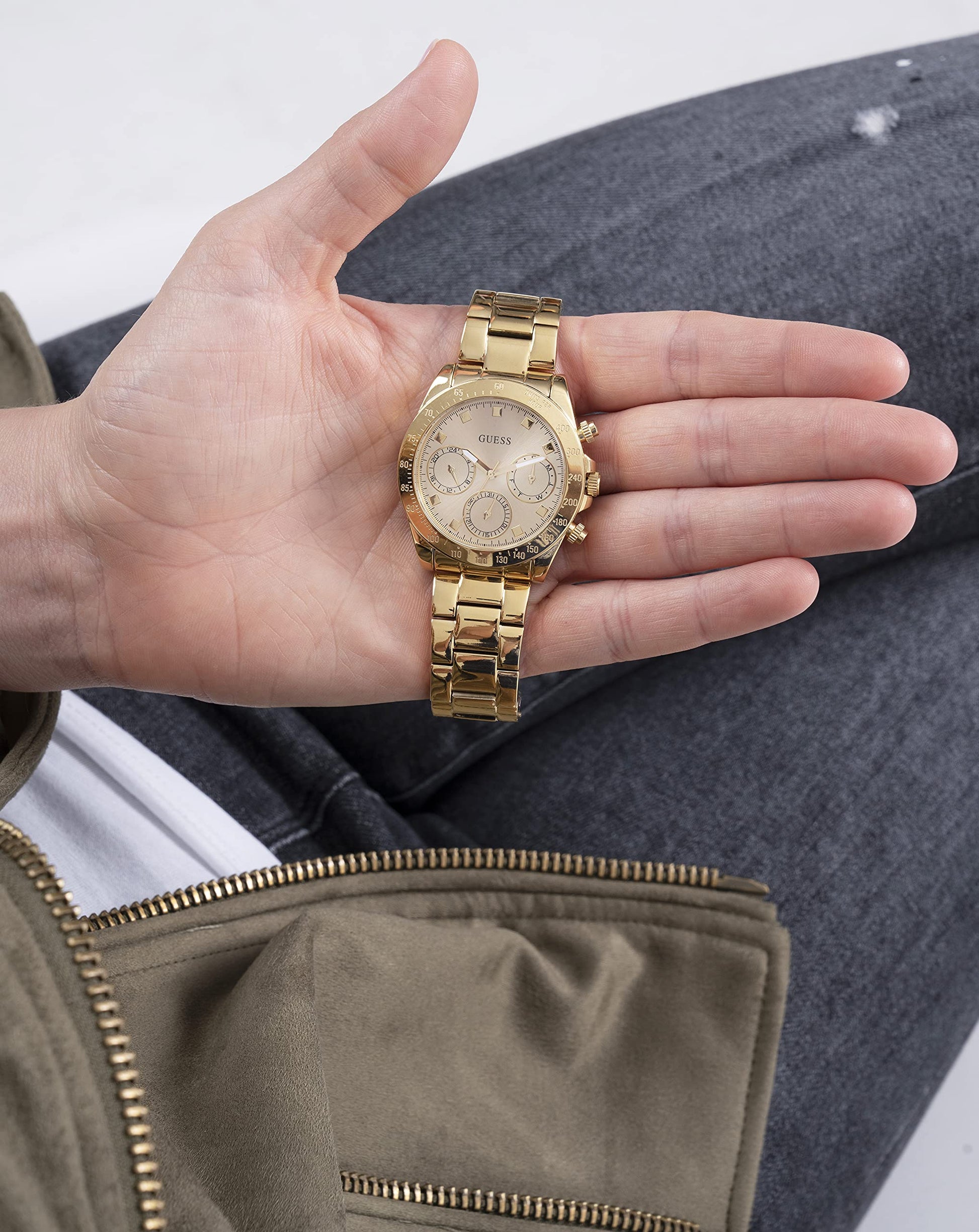  Shop Authentic Guess Eclipse Gold Dial Gold Steel Strap Watch for Women - GW0314L2 - Luxxuri