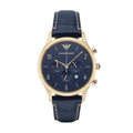  Shop Authentic Emporio Armani Chronograph Midnight Blue Dial Blue Leather Strap Watch For Men - AR1862 - Luxxuri