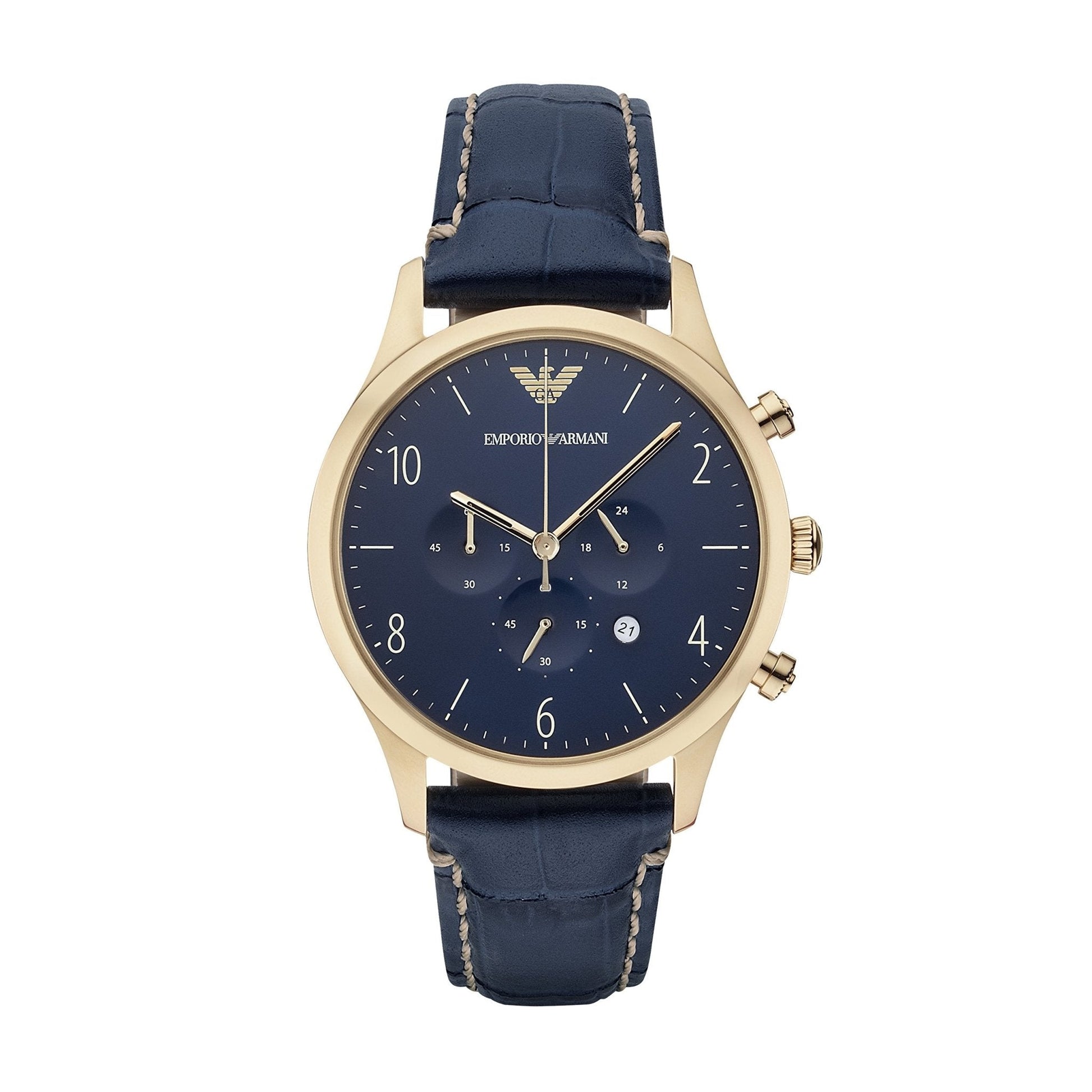  Shop Authentic Emporio Armani Chronograph Midnight Blue Dial Blue Leather Strap Watch For Men - AR1862 - Luxxuri