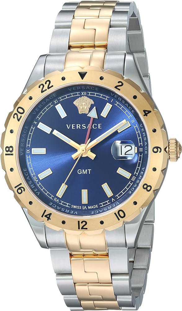  Shop Authentic Versace Hellenyium GMT Blue Dial Two Tone Steel Strap Watch for Men - V11060017 - Luxxuri