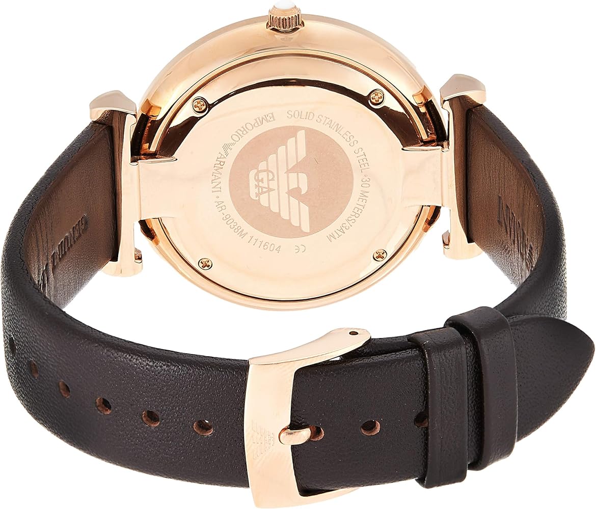  Shop Authentic Emporio Armani Classic Analog Silver Dial Brown Leather Strap Watch For Men - AR9038 - Luxxuri