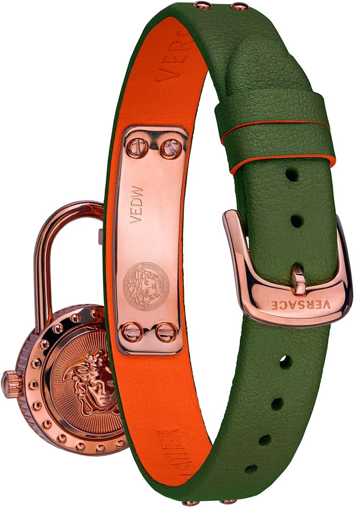  Shop Authentic Versace Medusa Lock Icon Quartz Beige Dial Green Leather Strap Watch for Women - VEDW00519 - Luxxuri