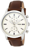  Shop Authentic Fossil Townsman Chronograph White Dial Brown Leather Strap Watch for Men - FS5350 - Luxxuri