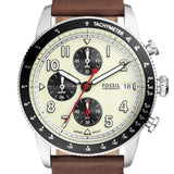  Shop Authentic Fossil Sport Tourer Chronograph White Dial Brown Leather Strap Watch for Men - FS6042 - Luxxuri