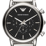  Shop Authentic Emporio Armani Classic Chronograph Black Dial Silver Mesh Bracelet Watch For Men - AR1808 - Luxxuri