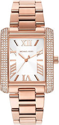 Michael Kors Emery Three-Hand Crystals Silver Dial Rose Gold Steel Strap Watch for Women - MK4644
