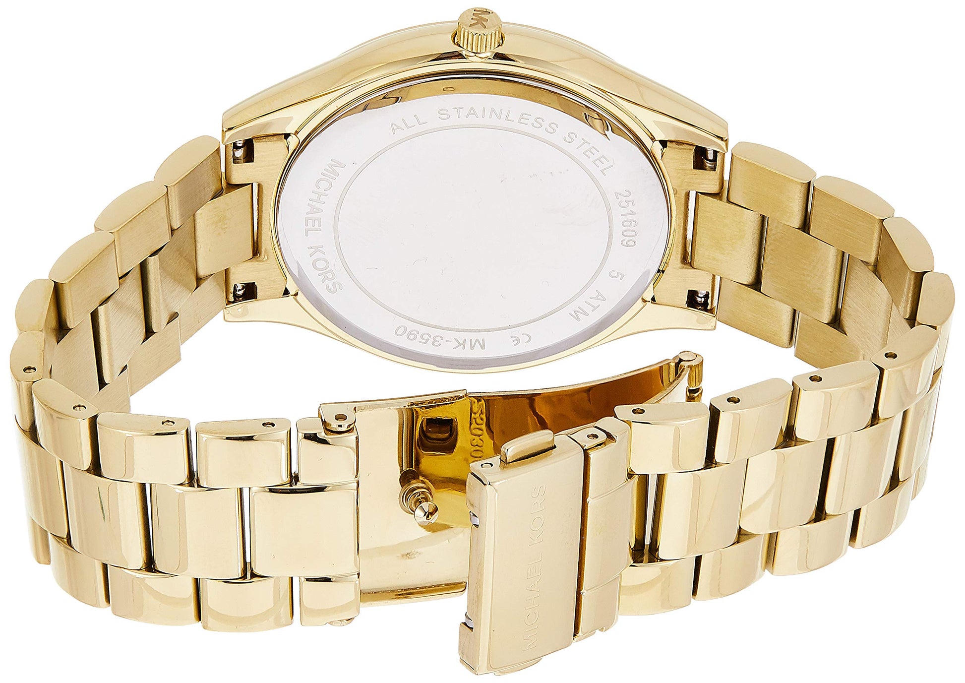  Shop Authentic Michael Kors Slim Runway Gold Dial Gold Steel Strap Watch for Women - MK3590 - Luxxuri