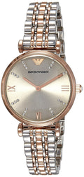 Emporio Armani Gianni T Bar Grey Dial Two Tone Steel Strap Watch For Women - AR1840