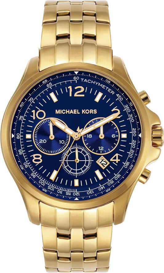  Shop Authentic Michael Kors Pilot Quartz Blue Dial Gold Steel Strap Watch For Men - MK9125 - Luxxuri