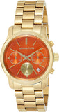  Shop Authentic Michael Kors Runway Chronograph Orange Dial Gold Steep Strap Watch For Women - MK6162 - Luxxuri
