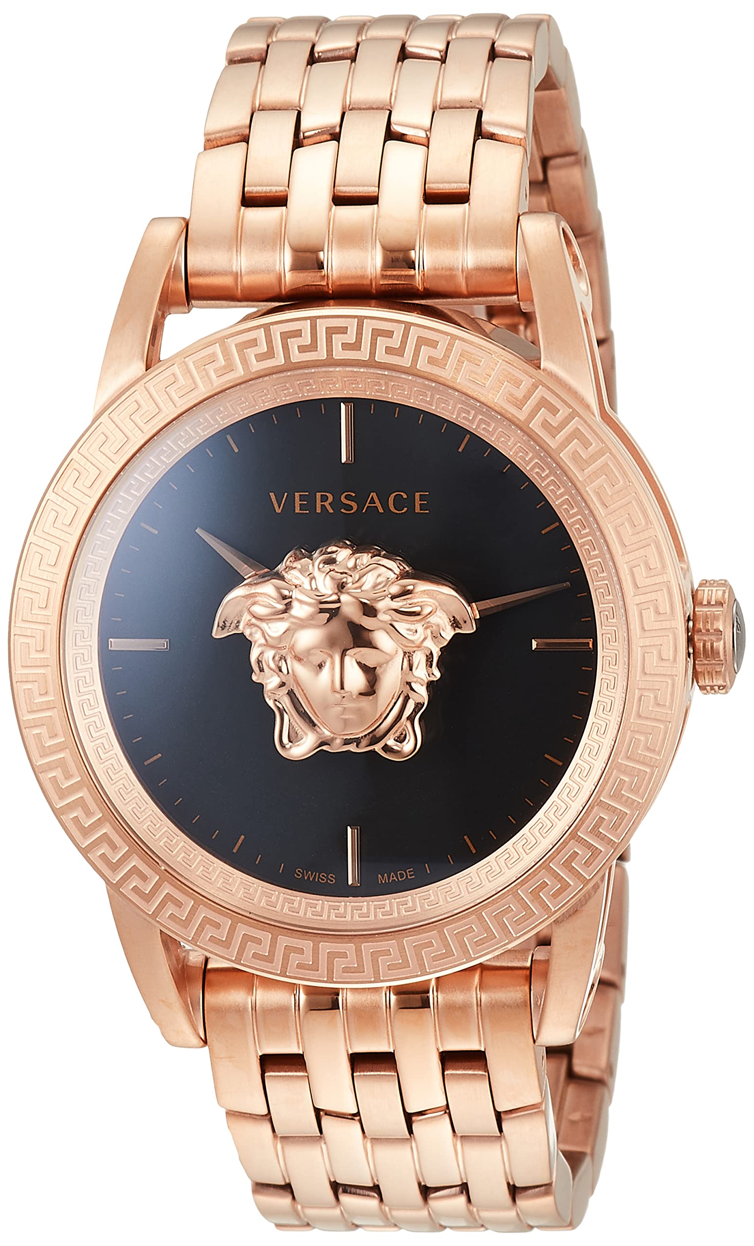  Shop Authentic Versace Palazzo Empire Black Dial Rose Gold Steel Strap Watch for Men - VERD00718 - Luxxuri