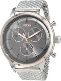  Shop Authentic Hugo Boss Companion Chronograph Grey Dial Silver Mesh Bracelet Watch For Men - 1513549 - Luxxuri