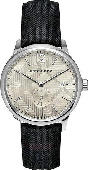  Shop Authentic Burberry Classic Round Cream Dial Black Leather Strap Watch for Men - BU10008 - Luxxuri