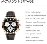  Shop Authentic Movado Heritage Calendoplan Chronograph Black Dial Brown Leather Strap Watch for Men - 3650021 - Luxxuri