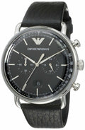  Shop Authentic Emporio Armani Aviator Chronograph Black Dial Black Leather Strap Watch For Men - AR11143 - Luxxuri