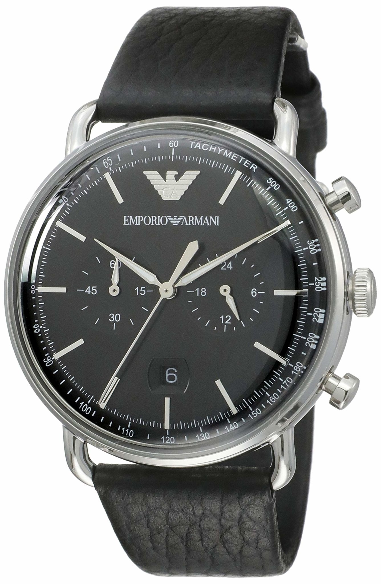  Shop Authentic Emporio Armani Aviator Chronograph Black Dial Black Leather Strap Watch For Men - AR11143 - Luxxuri