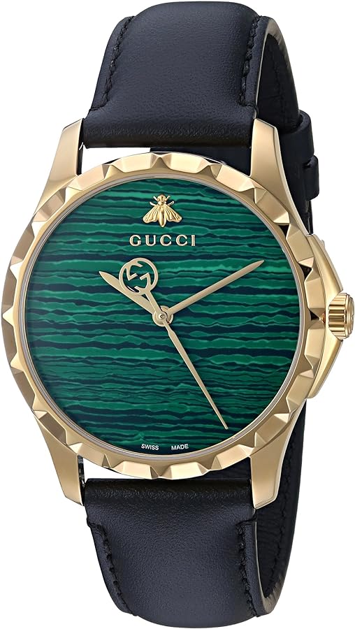  Shop Authentic Gucci Le Marche Des Merveilles Quartz Green Dial Black Leather Strap Watch For Women - YA126463 - Luxxuri