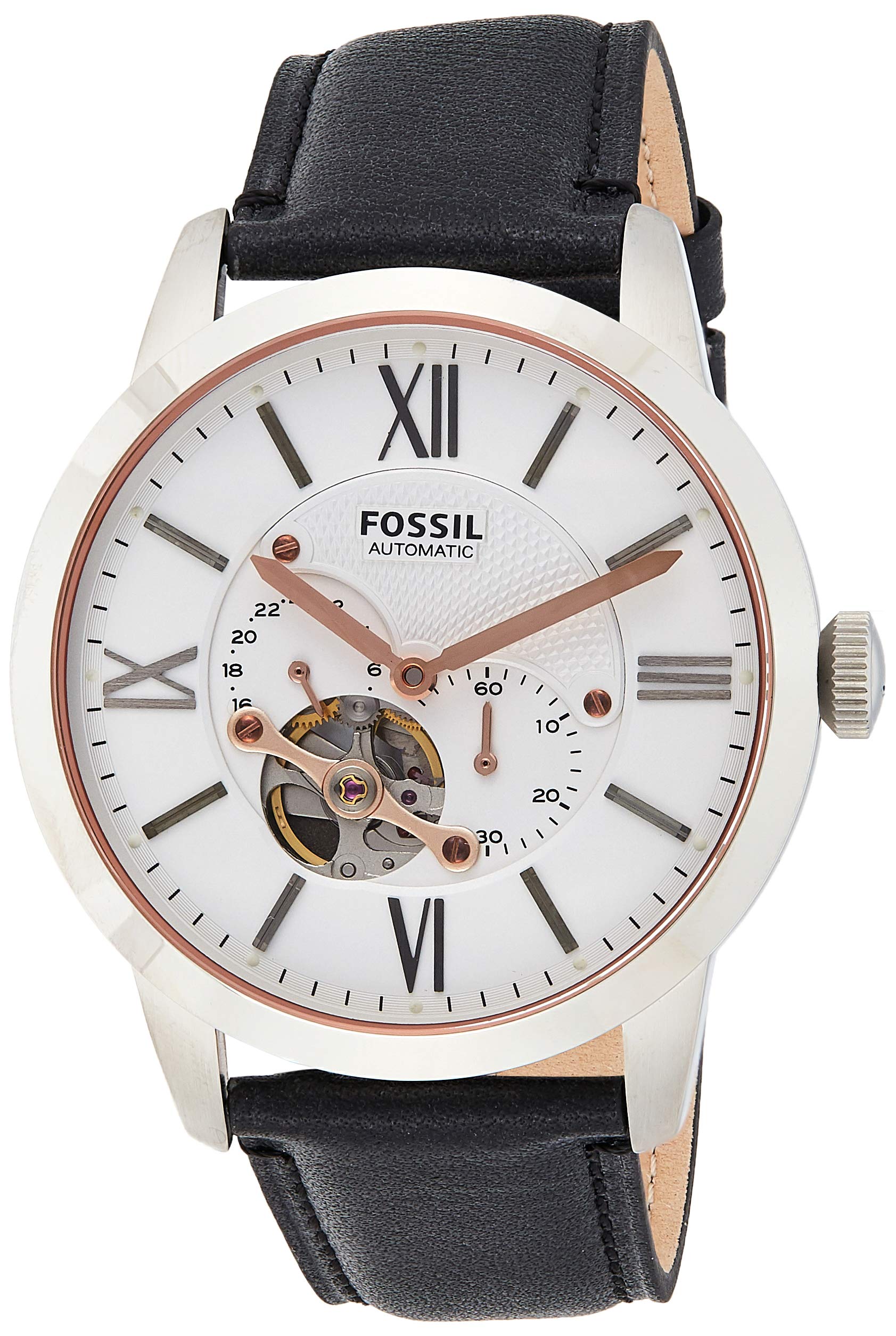  Shop Authentic Fossil Townsman Automatic White Dial Black Leather Strap Watch for Men - ME3104 - Luxxuri