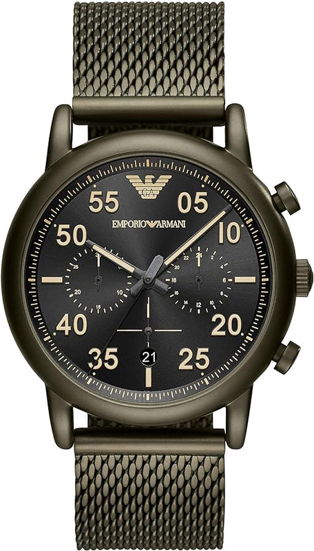  Shop Authentic Emporio Armani Luigi Quartz Chronograph Black Dial Green Mesh Bracelet Watch For Men - AR11115 - Luxxuri