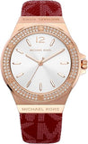  Shop Authentic Michael Kors Lennox Three Hand Silver Dial Red Leather Strap Watch For Women - MK7308 - Luxxuri