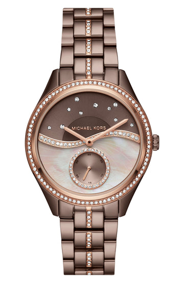  Shop Authentic Michael Kors Lauryn Rose Gold Dial Brown Steel Strap Watch for Women - MK3757 - Luxxuri