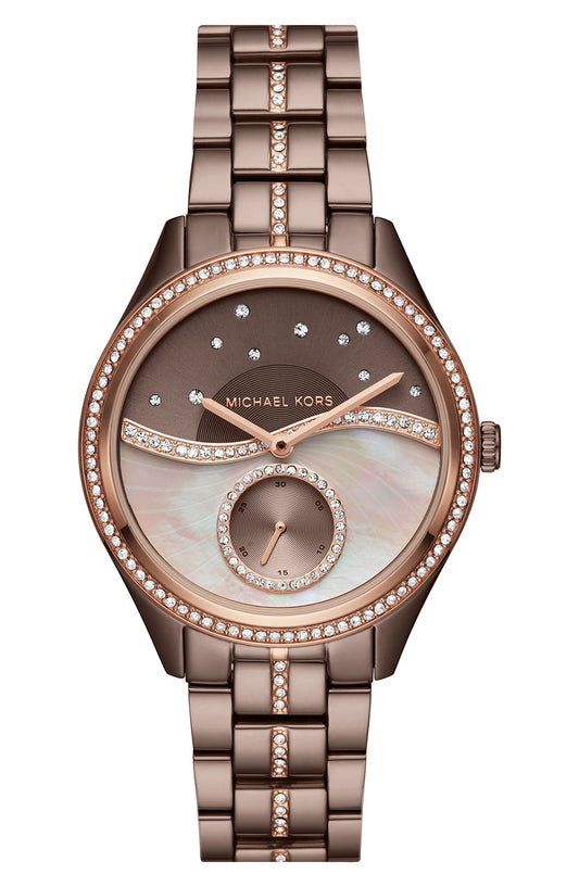  Shop Authentic Michael Kors Lauryn Rose Gold Dial Brown Steel Strap Watch for Women - MK3757 - Luxxuri
