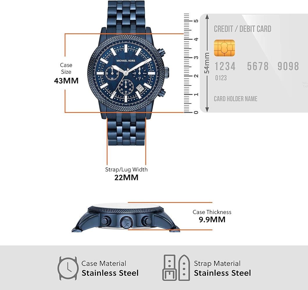  Shop Authentic Michael Kors Hutton Chronograph Blue Dial Blue Steel Strap Watch For Men - MK9088 - Luxxuri