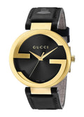  Shop Authentic Gucci Interlocking Special Edition Grammy Black Dial Black Leather Strap Watch For Men - YA133208 - Luxxuri