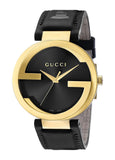  Shop Authentic Gucci Interlocking Special Edition Grammy Black Dial Black Leather Strap Watch For Men - YA133208 - Luxxuri