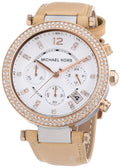  Shop Authentic Michael Kors Parker Chronograph White Dial Tan Leather Strap Watch for Women - MK5633 - Luxxuri