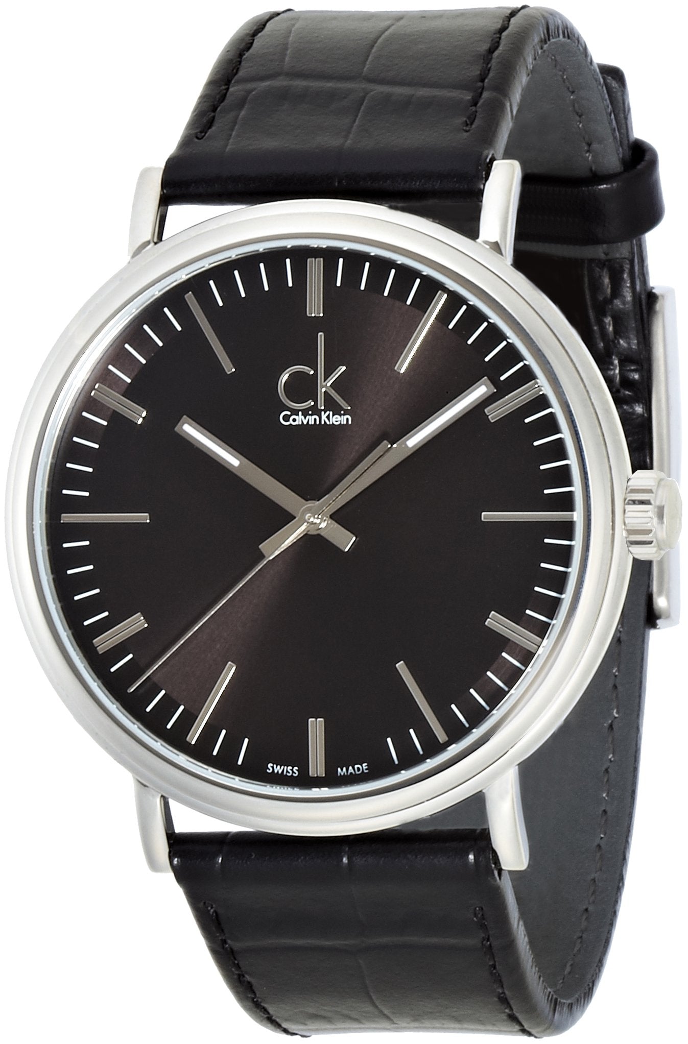  Shop Authentic Calvin Klein Surround Black Dial Black Leather Strap Watch for Men - K3W211C1 - Luxxuri