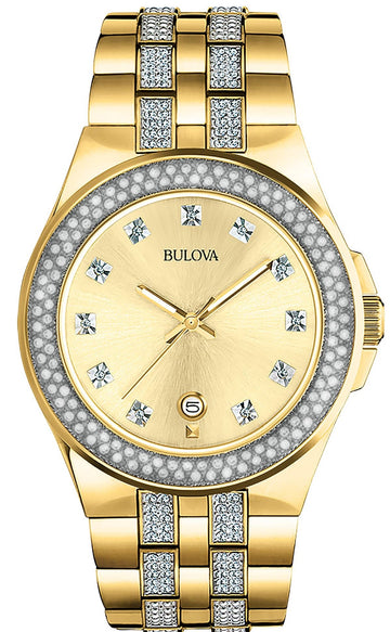  Shop Authentic Bulova Crystal Collection Champagne Dial Two Tone Steel Strap Watch for Women - 98B174 - Luxxuri
