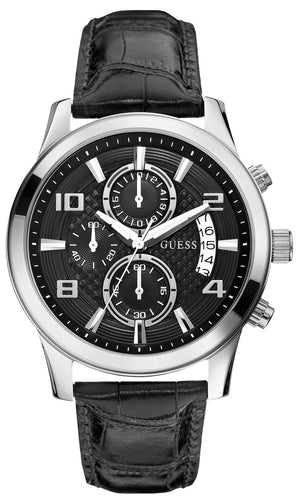  Shop Authentic Guess Exec Chronograph Quartz Black Dial Black Leather Strap Watch for Men - W0076G1 - Luxxuri