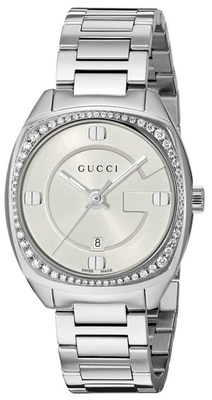  Shop Authentic Gucci GG2570 Diamonds Silver Dial Silver Steel Strap Watch For Women - YA142505 - Luxxuri
