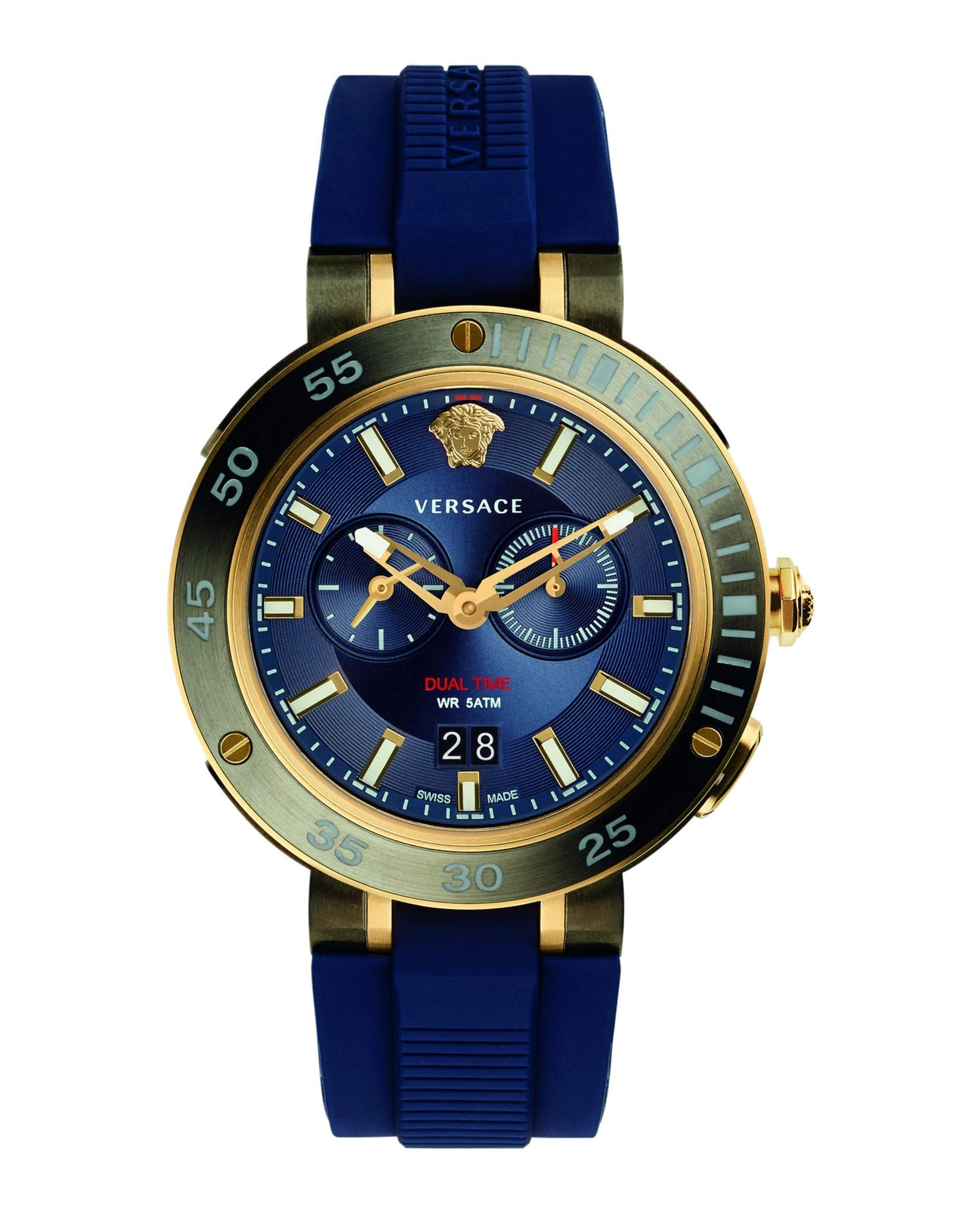  Shop Authentic Versace V Extreme Chronograph Blue & Gold Tone Dial Blue Rubber Strap Watch for Men - VCN010017 - Luxxuri