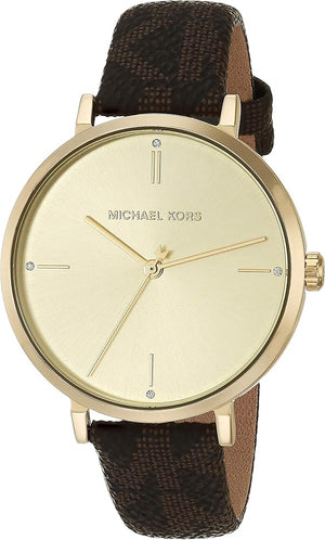  Shop Authentic Michael Kors Jayne Three Hand Gold Dial Brown Leather Strap Watch For Women - MK7129 - Luxxuri