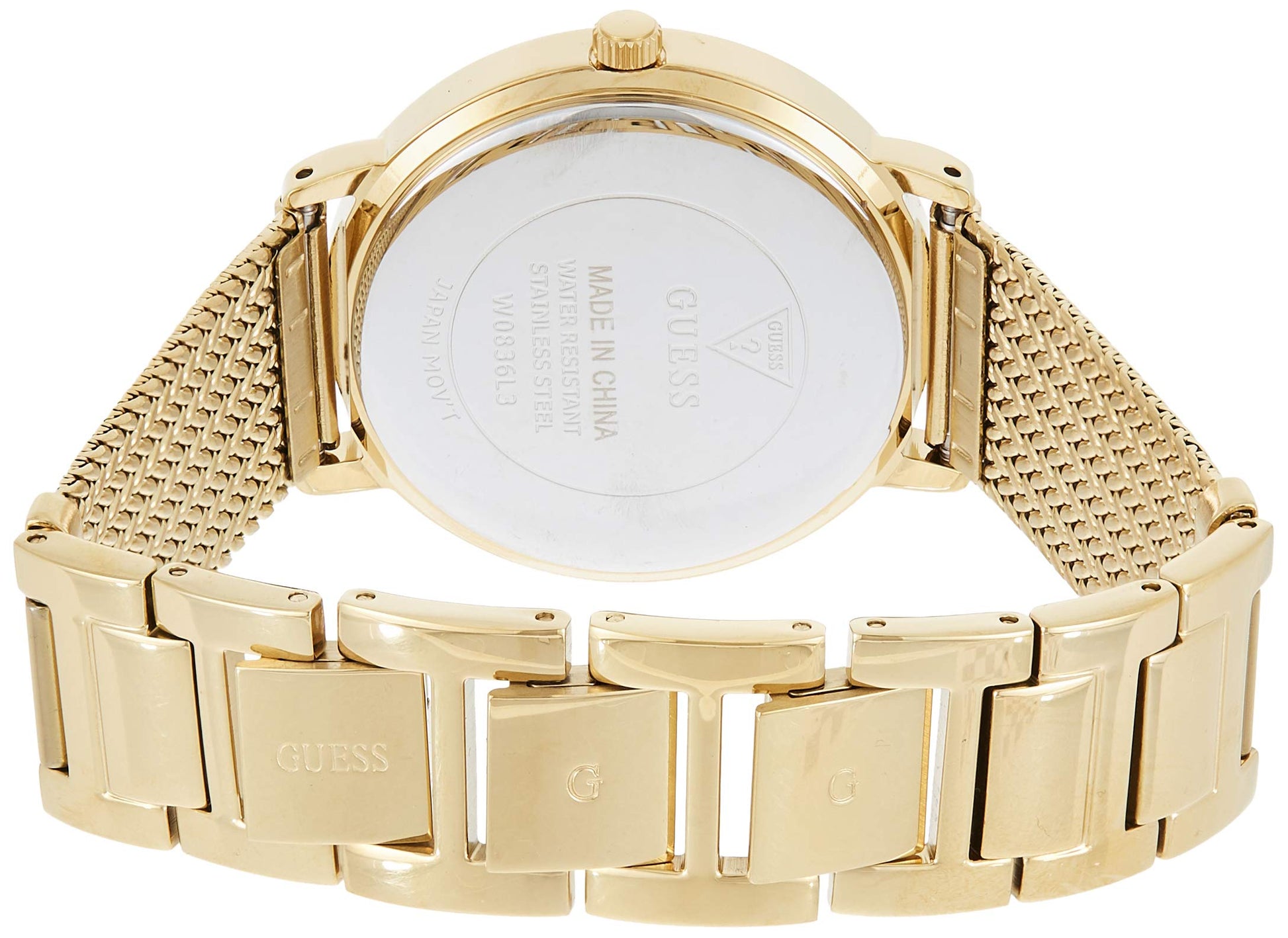 Guess Willow Two Tine Dial Gold Mesh Bracelet Watch For Women - W0836L3