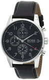  Shop Authentic Hugo Boss Navigator Black Dial Black Leather Strap Watch for Men - 1513678 - Luxxuri