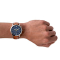  Shop Authentic Fossil Neutra Chronograph Blue Dial Brown Leather Strap Watch for Men - FS5453 - Luxxuri